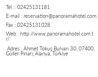 Panorama Hotel iletiim bilgileri